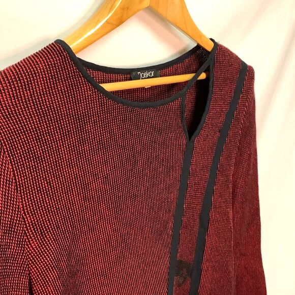 Jaskar Art To Wear Unique Red Black Cotton Blend Asymmetrical Tunic Top Size M - Picture 4 of 15